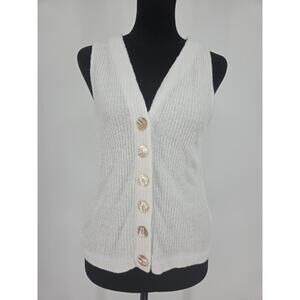 Enza Costa Terry Knit Vest Tank Medium‎ Cotton Blend White